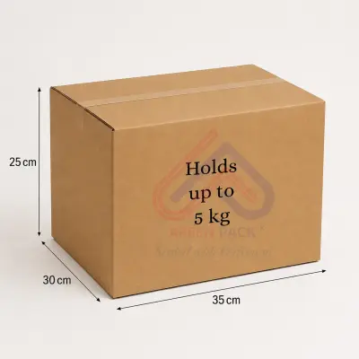 Corrugated Cardboard Box - 35cm Length x 30cm Width x 25cm Height
