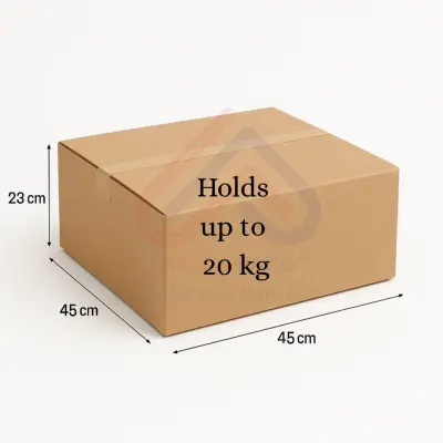Corrugated Cardboard Box - 45cm Length x 45cm Width x 23cm Height